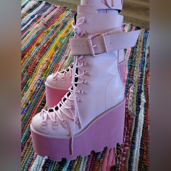 Dolls Kill Pink Platform Boots - Picture 3 of 5
